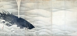 伊藤若冲「象と鯨図屏風」左隻 18世紀 紙本墨画、六曲一双　※3月30日(日)～4月20日(日)展示予定