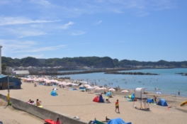 夏場は多くの人で賑わう海岸